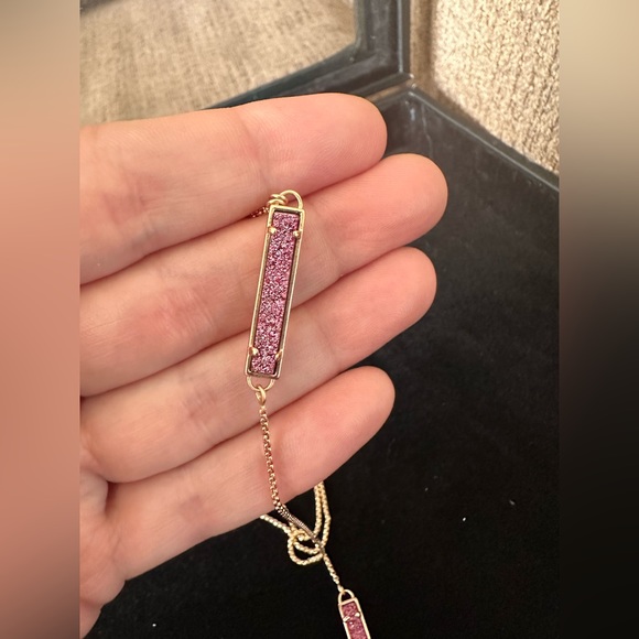 NWT! Kendra Scott pink druzy Lilly rose Gold necklace. - Picture 4 of 8
